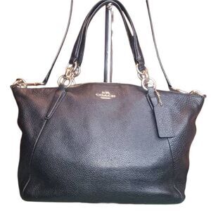 Coach Black Pebbled Leather Small Kelsey Satchel Crossbody Bag